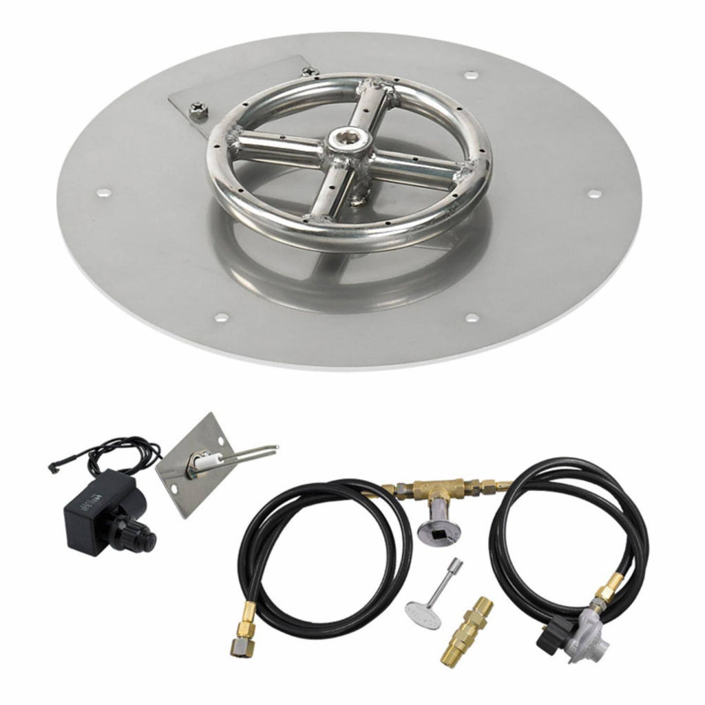 18x22 Round Stainless Steel Flat Pan with Spark Ignition Kit Propane X70477