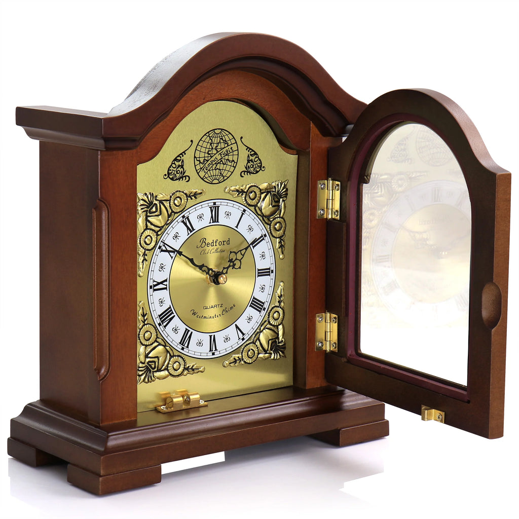 Brown Analog Mantel Clock with Chimes S465414