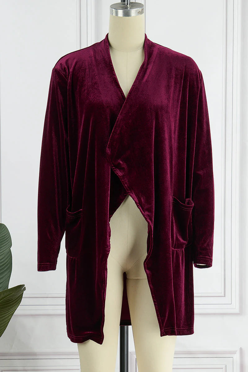 Casual Solid Patchwork Pocket Turndown Collar Outerwear M627