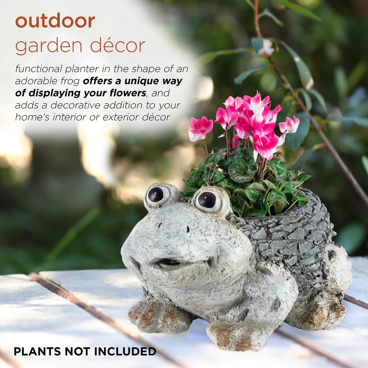 Ceramic Frog Planter, Gray Y689493