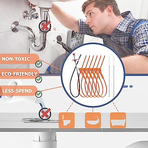 Drain Clog Remover Drain Snake Cleaning Brush 9 Pack V796