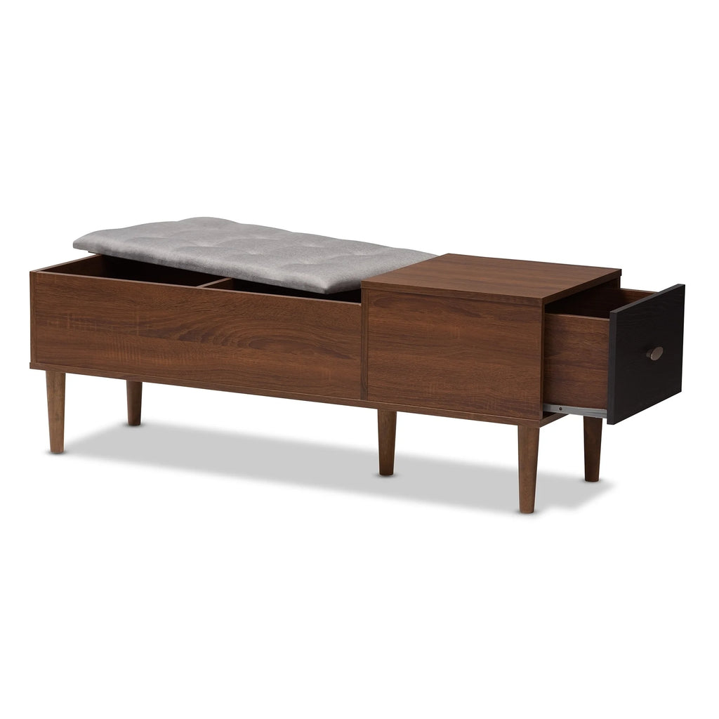 Grey Fabric Shoe Storage Bench M5628