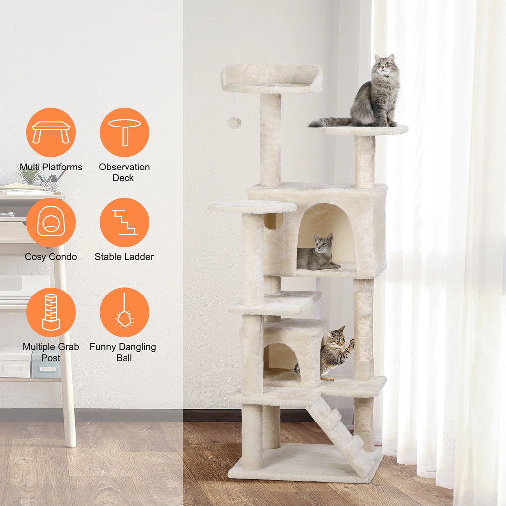 53" Cat Tree Tower with Scratching Board O304