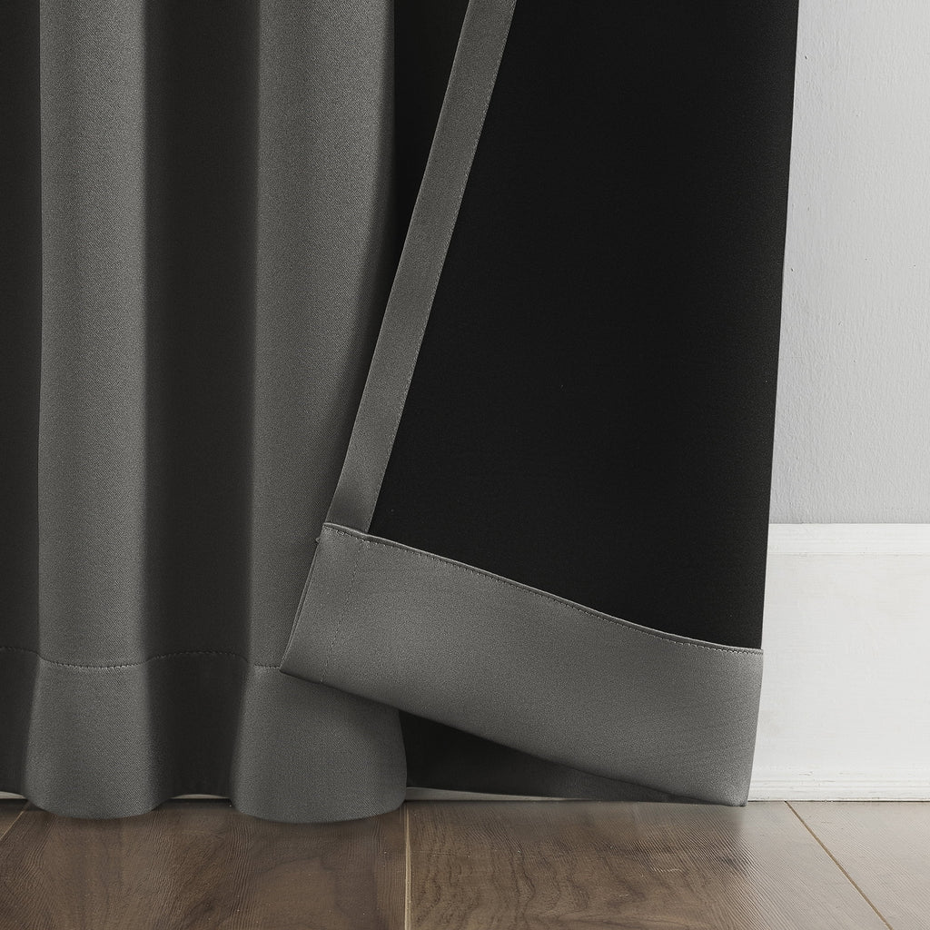 2-pack 100% Blackout Back Tab Curtain Panel Pair, 52"x84", Gray Y378