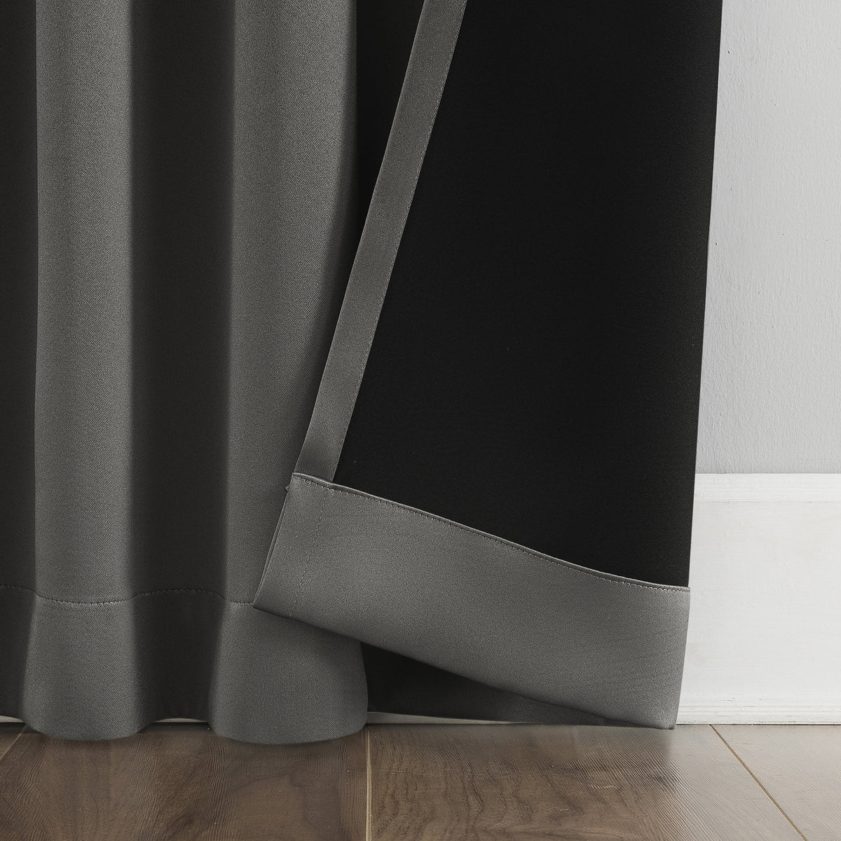 2-pack 100% Blackout Back Tab Curtain Panel Pair, 52"x84", Gray Y378