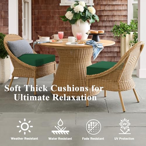 Waterproof Memory Foam Outdoor Chair Cushions Set of 2, 18x18x3 Inch, Blue H37255