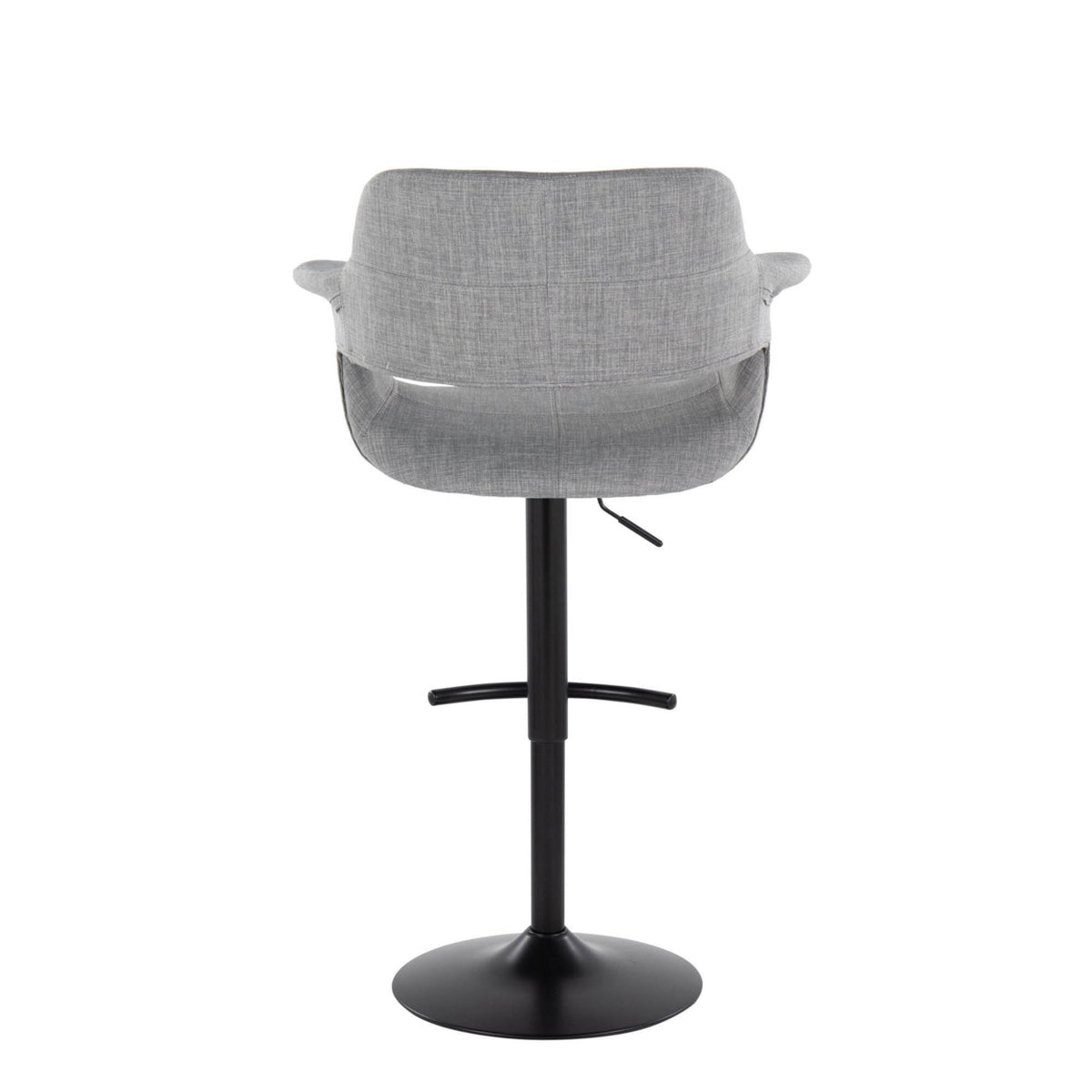 Adjustable Swivel Barstool in Black Metal and Light Grey Fabric A827