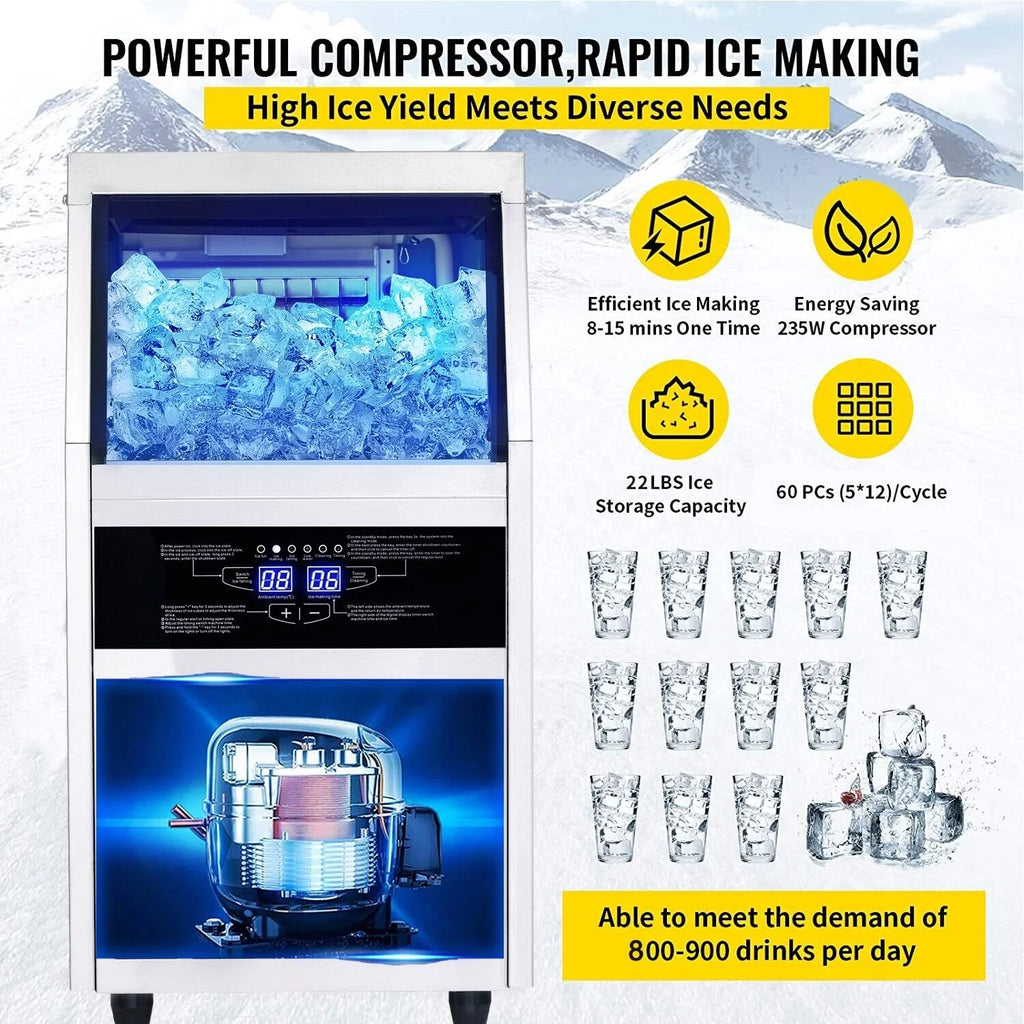 Commercial Ice Maker 150lb Stainless Steel Cube Machine D9236