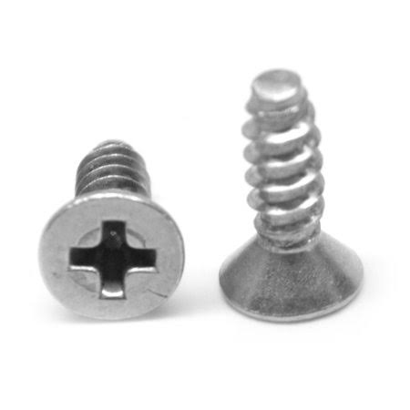 #4-24 x 5/8 Phillips Flat Head Sheet Metal Screw Stainless Steel 18-8 Pk 5000 N310