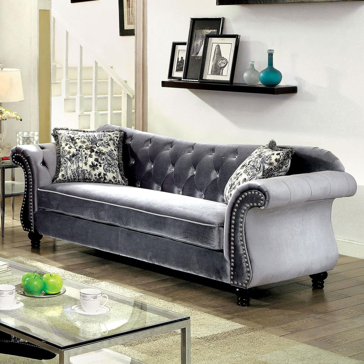 Red Leatherette Sofa and Loveseat C900