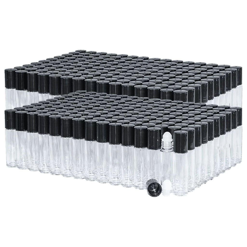 1/3 oz. Clear Glass Roll-on Bottle with Black Cap T723923