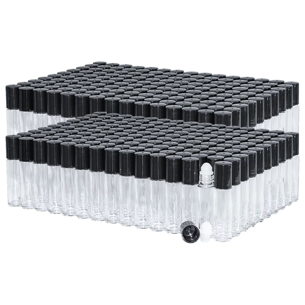 1/3 oz. Clear Glass Roll-on Bottle with Black Cap T723923