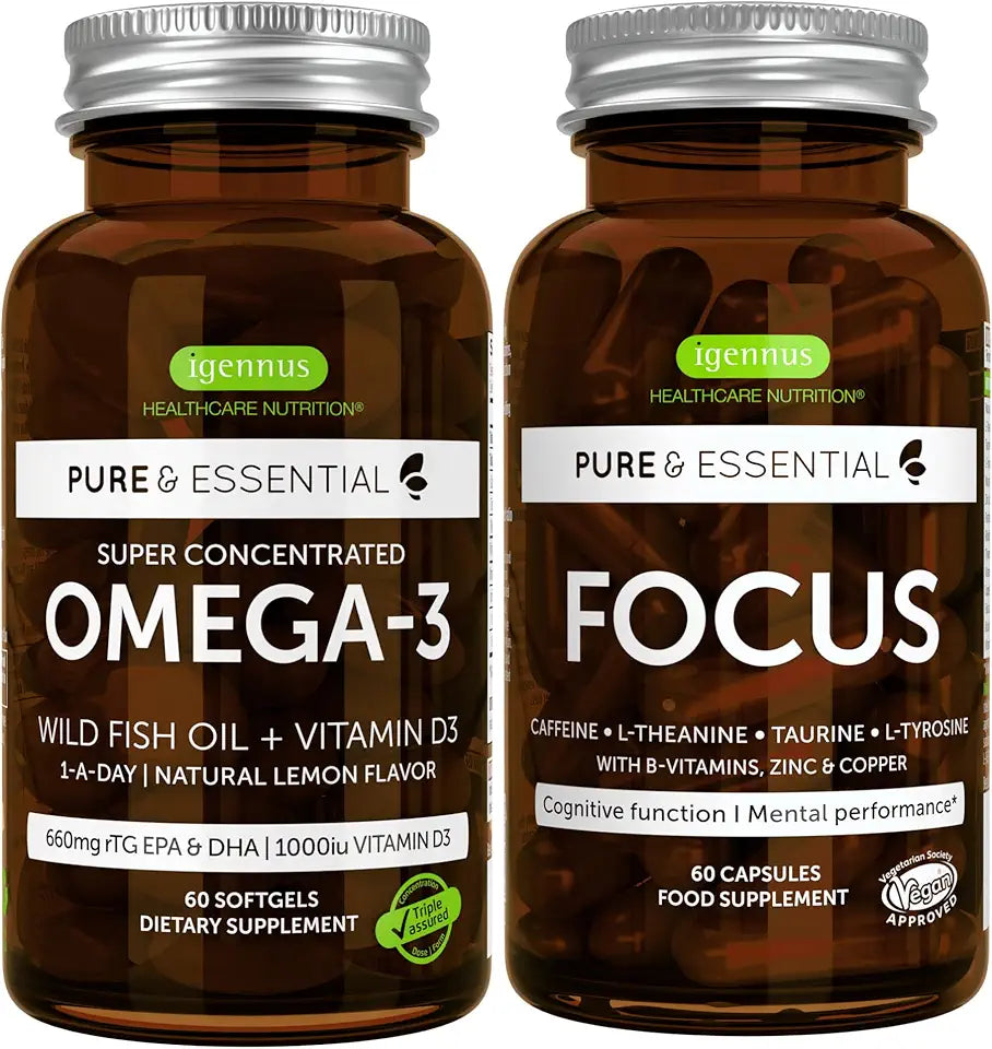Omega-3 & Vitamin D3 1000iu Brain Booster Bundle D499
