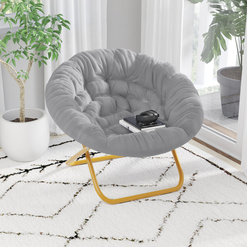 Folding XL Faux Fur Saucer Chair V779