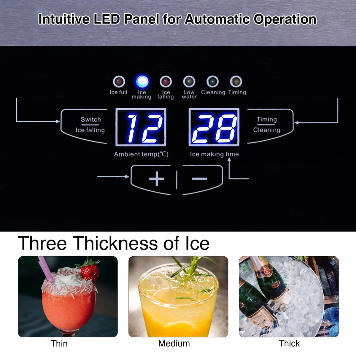 Commercial Ice Maker 150lb Stainless Steel Cube Machine D9236