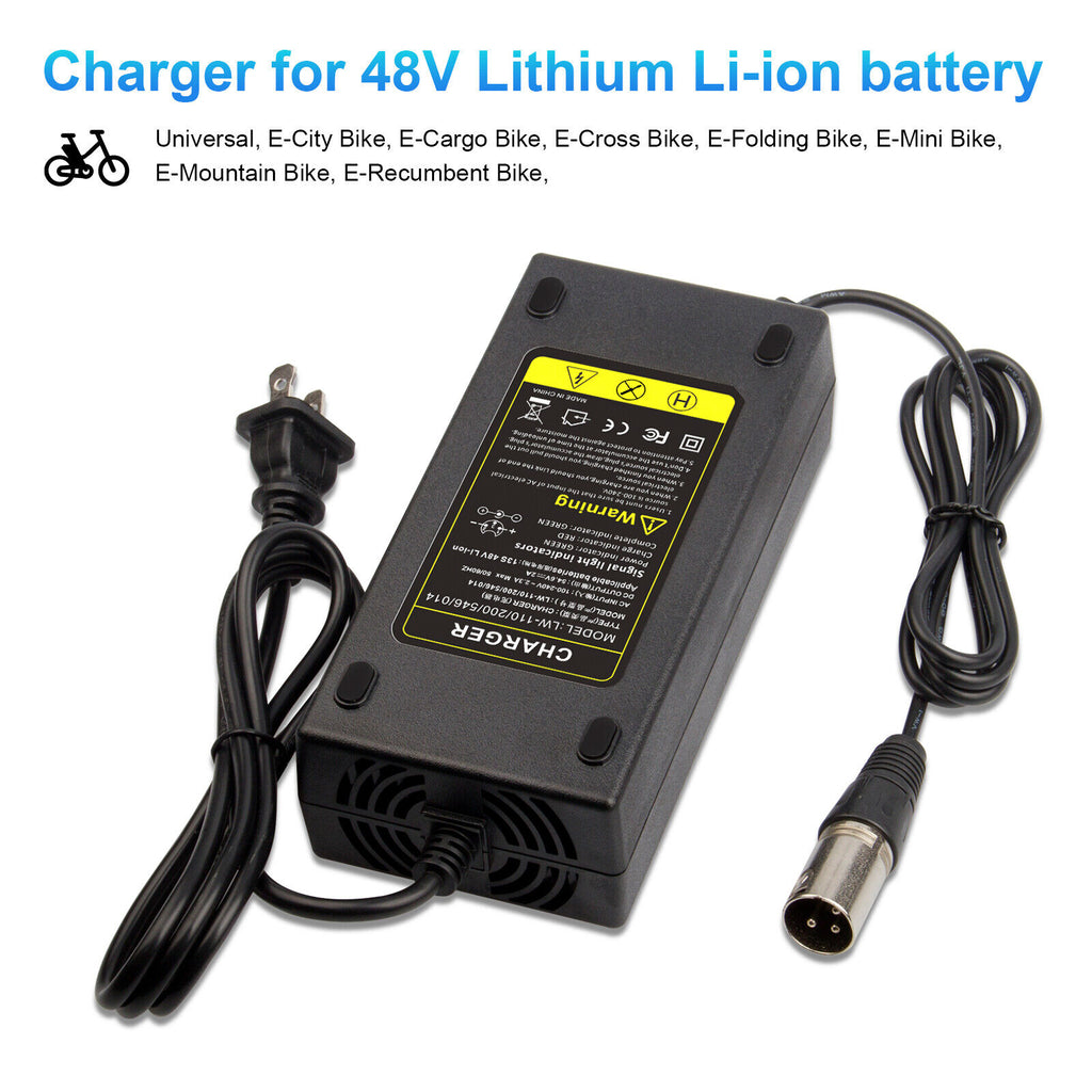 54.6V 2A Charger for 48 Volt Li-Ion Battery Pack Electric Bike D158