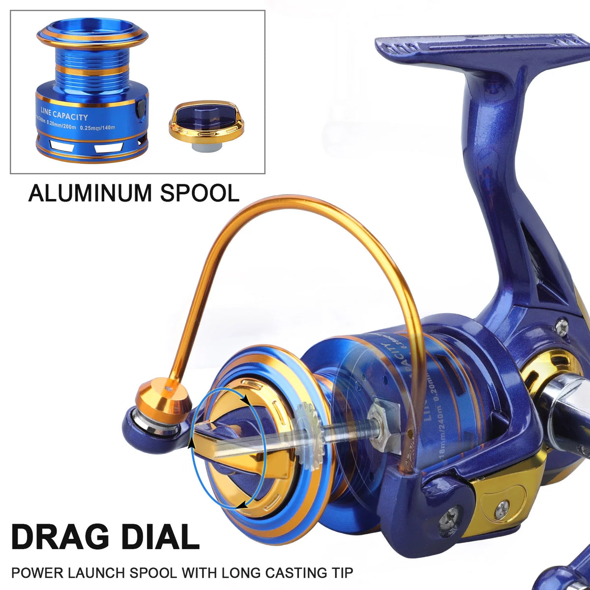 1000-4000 Spinning Reel 5.2:1 Fishing Reel W836489