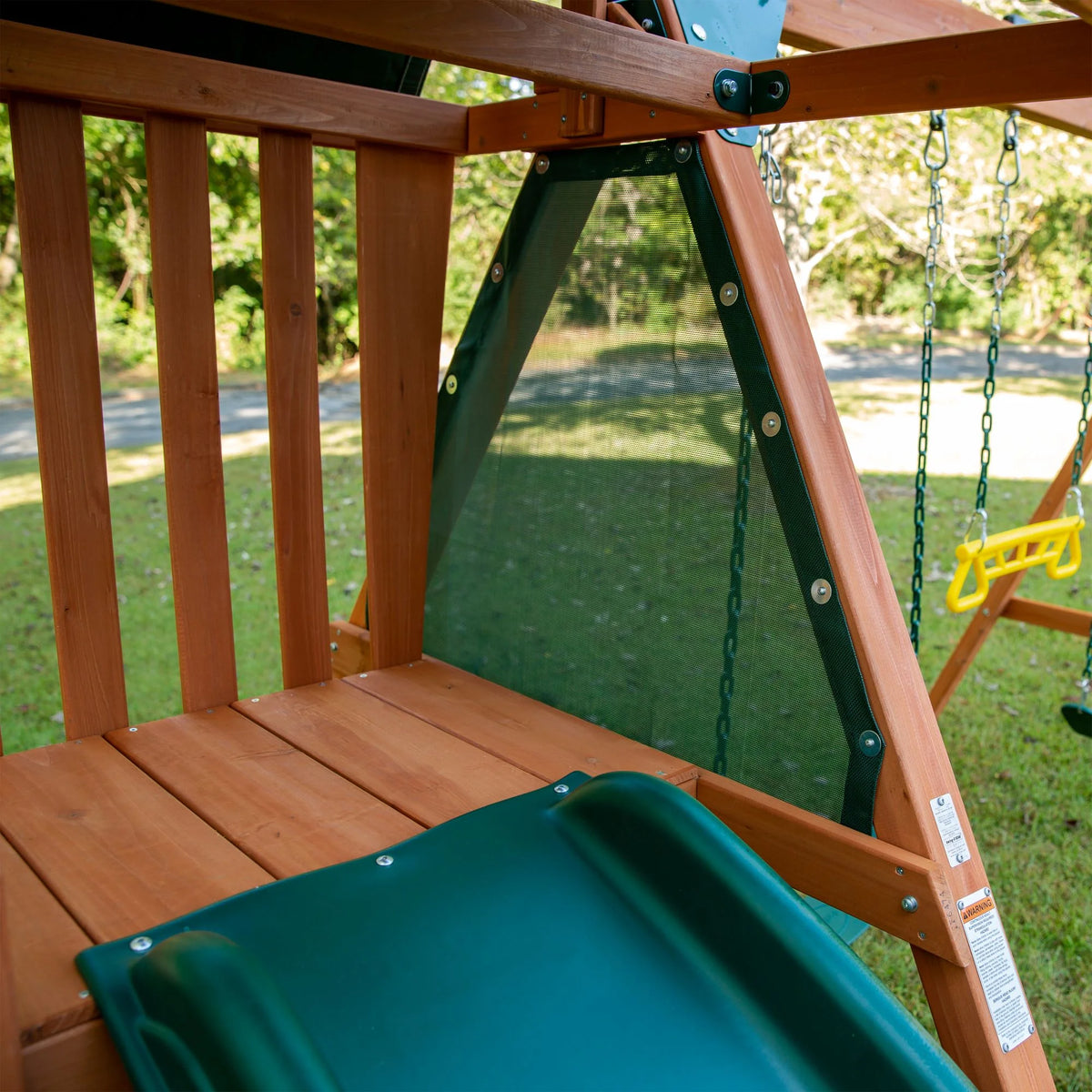 Basic Swing Set with Two Swings, Trapeze Swing, and Slide P980252