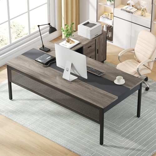 70.8" L-Shaped Computer Desk and File Cabinet Combo with Drawers and Shelves C13859