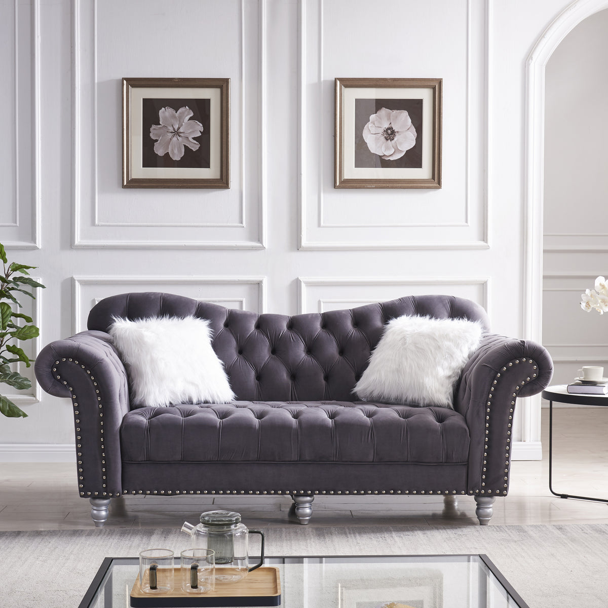 3-Piece Sofa Set with Button and Copper Nail Detailing X7291