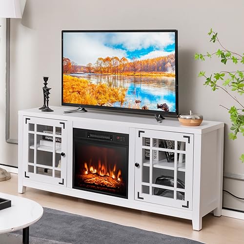 58 Inch TV Console with Electric Fireplace Insert P168