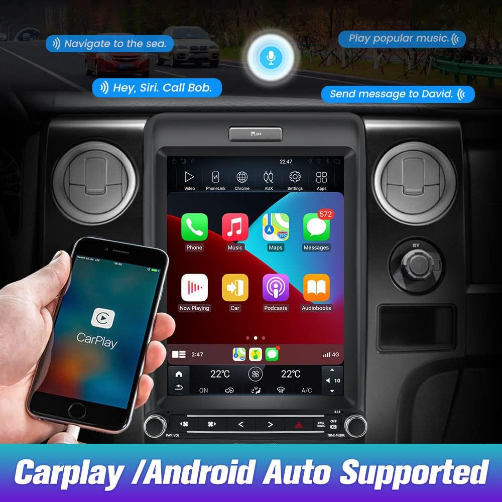 12.1 Inch Car Stereo Radio with Carplay Android Auto O378