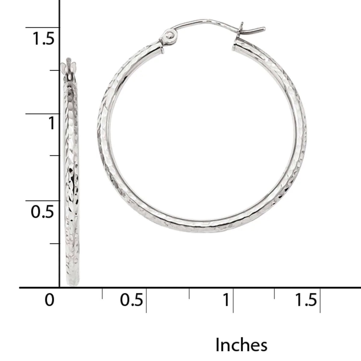 10 Karat White Gold 2mm Hoop Earrings K981