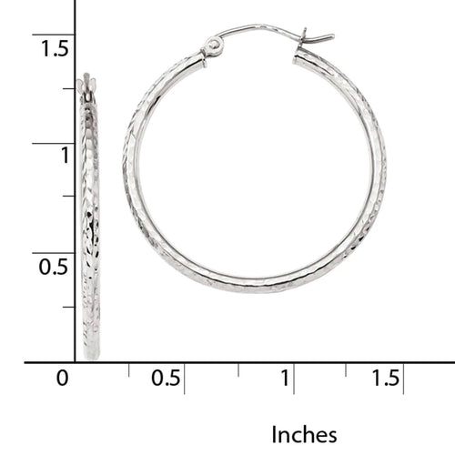 10 Karat White Gold 2mm Hoop Earrings K981