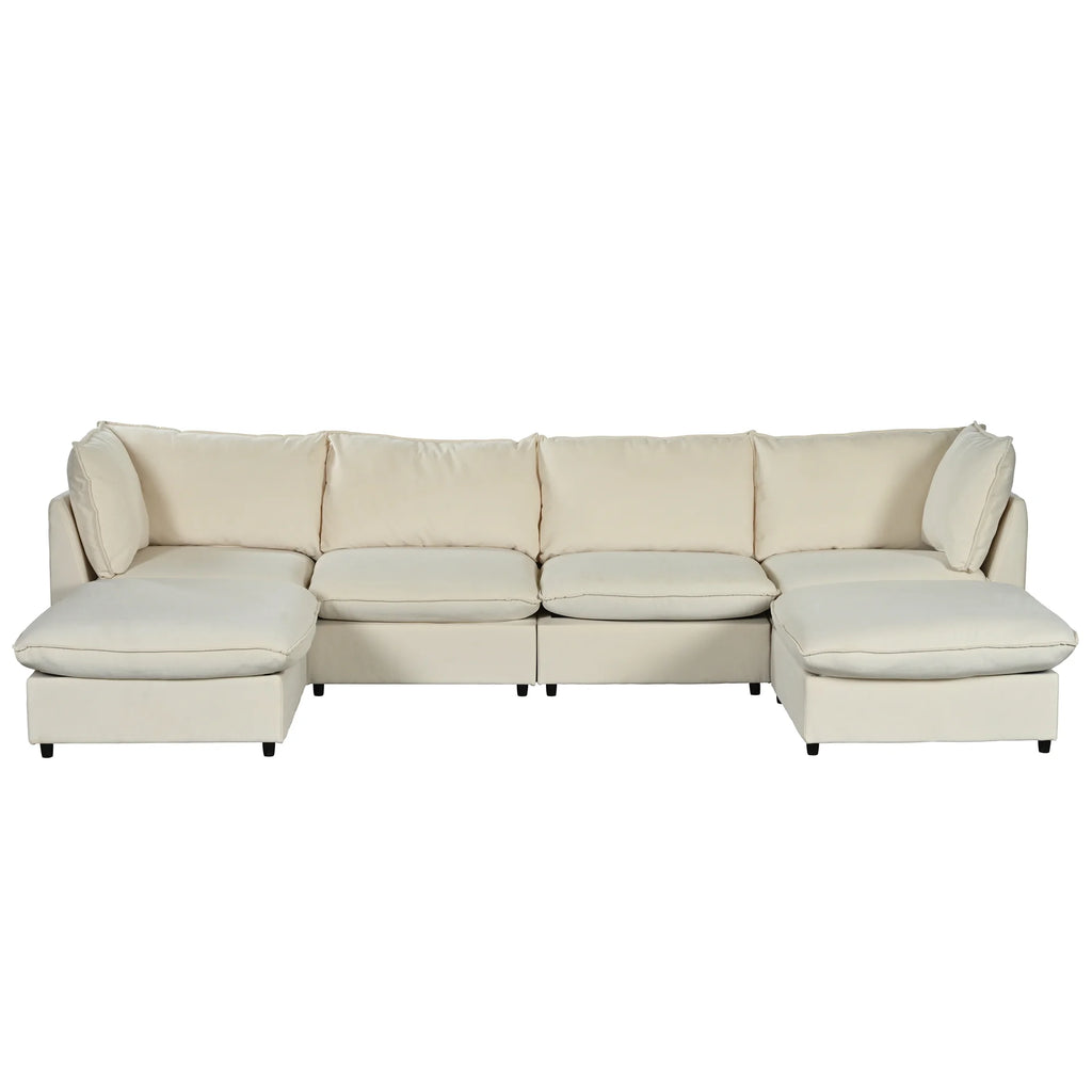 Large U-Shape Sectional Sofa with Removable Ottomans K394