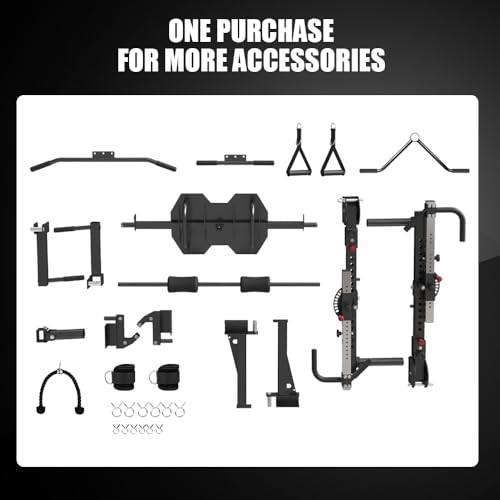 Smith Machine with Smith Bar, Power Cage Squat Rack with Lever Arm, Leg Press, LAT Pull Down System, Cable Crossover Machine D531