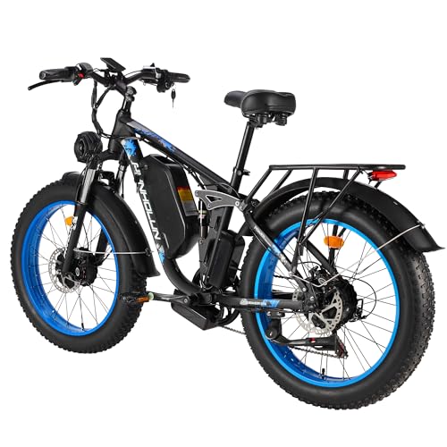 3000W Peak Fat-Tire Dual Motor Electric-Bicycle 52V 25AH Battery 38MPH Full Suspension 24 Inch Ebike D1185