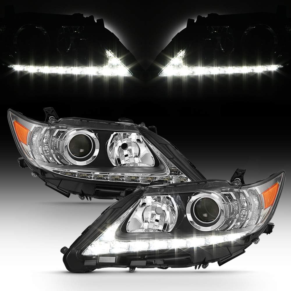 For 2013-2015 Lexus ES350 ES300h Halogen Model LED DRL Projector Headlights Headlamps Assembly Left+Right J6362