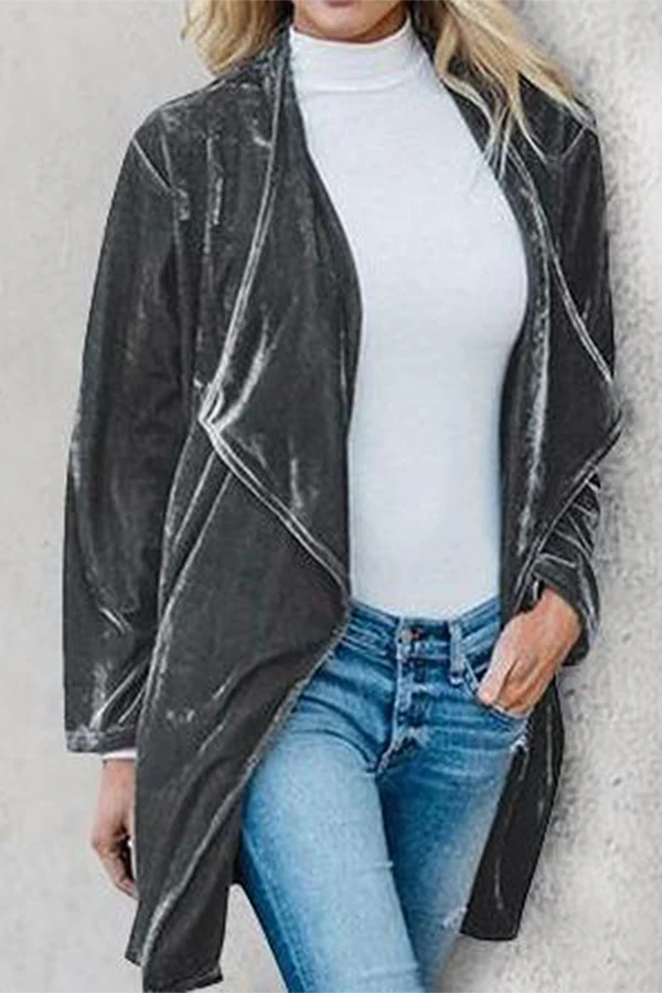 Casual Solid Patchwork Pocket Turndown Collar Outerwear M627