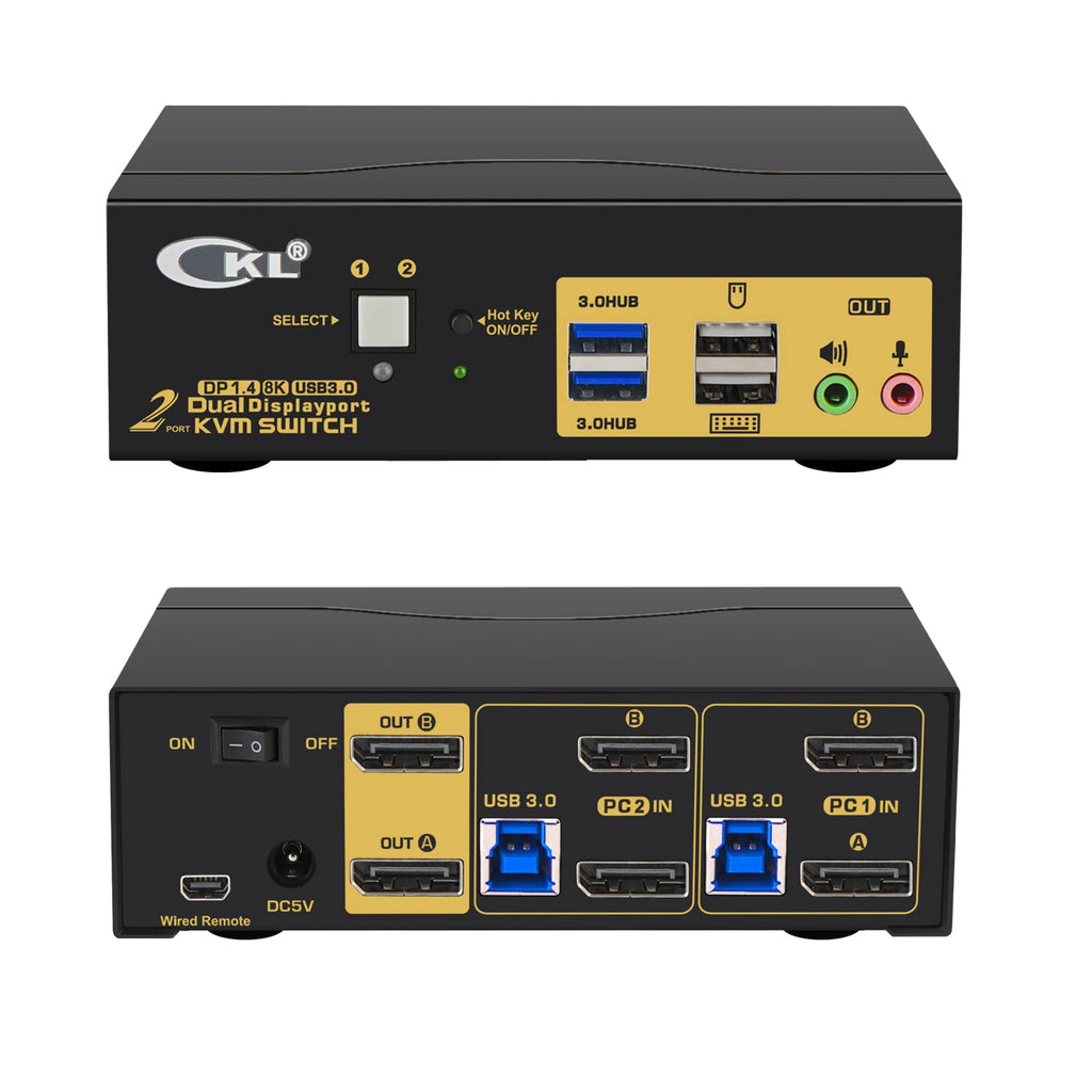 2 Port KVM Switch Dual Monitor HDMI 4K 60Hz with Cables A655
