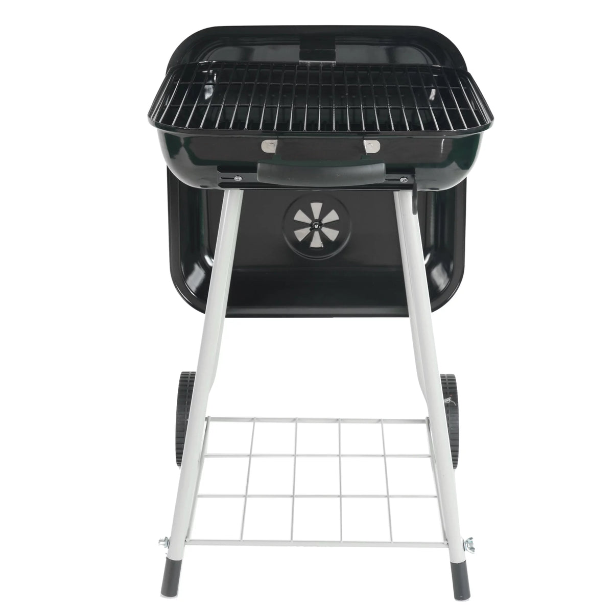 Square Steel Charcoal Grill with Wheels, Black T58787