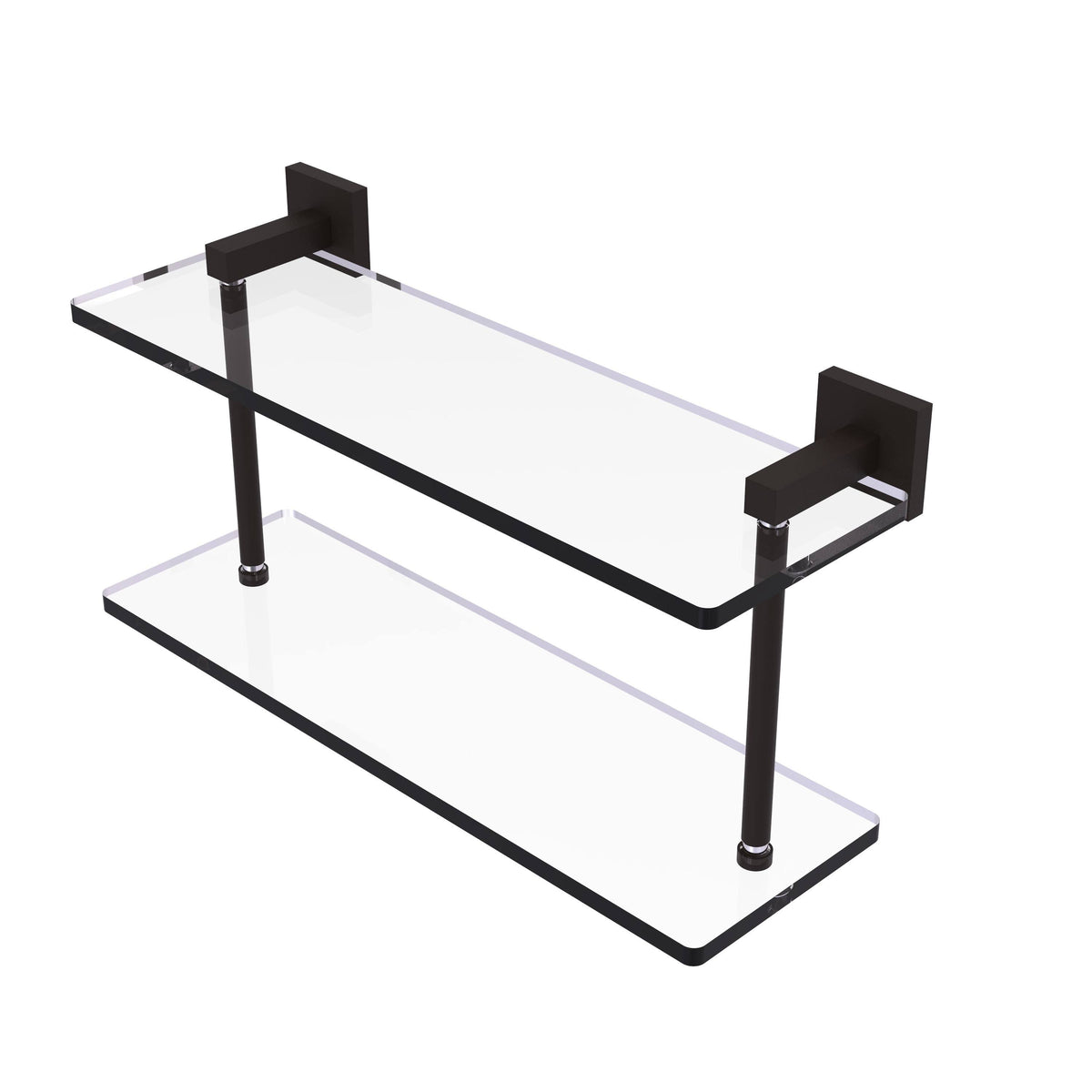22 inch Two Tiered Glass Shelf, Satin Chrome E25978