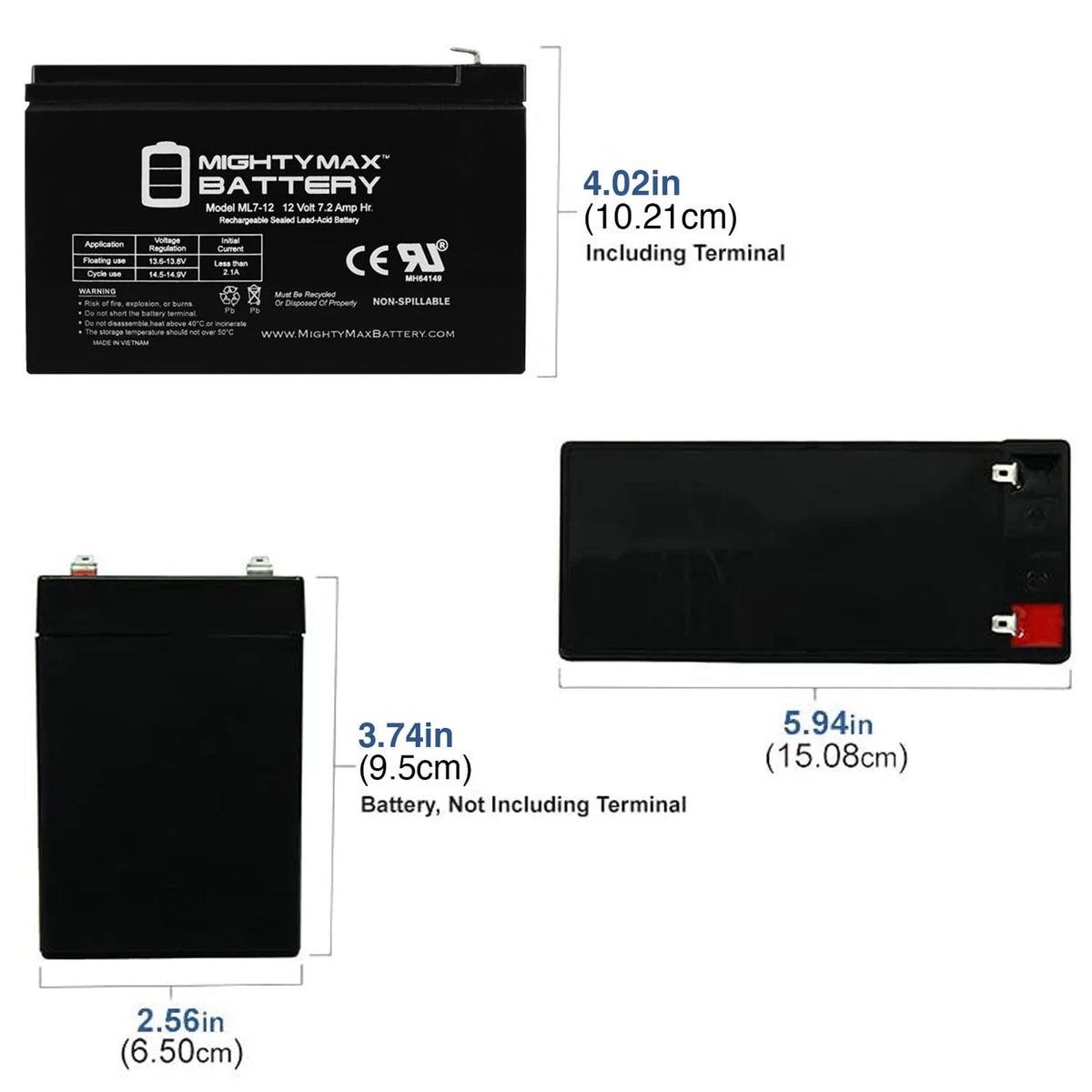 12V 7.2AH Replacement Battery with 12V 1Amp Charger W983533