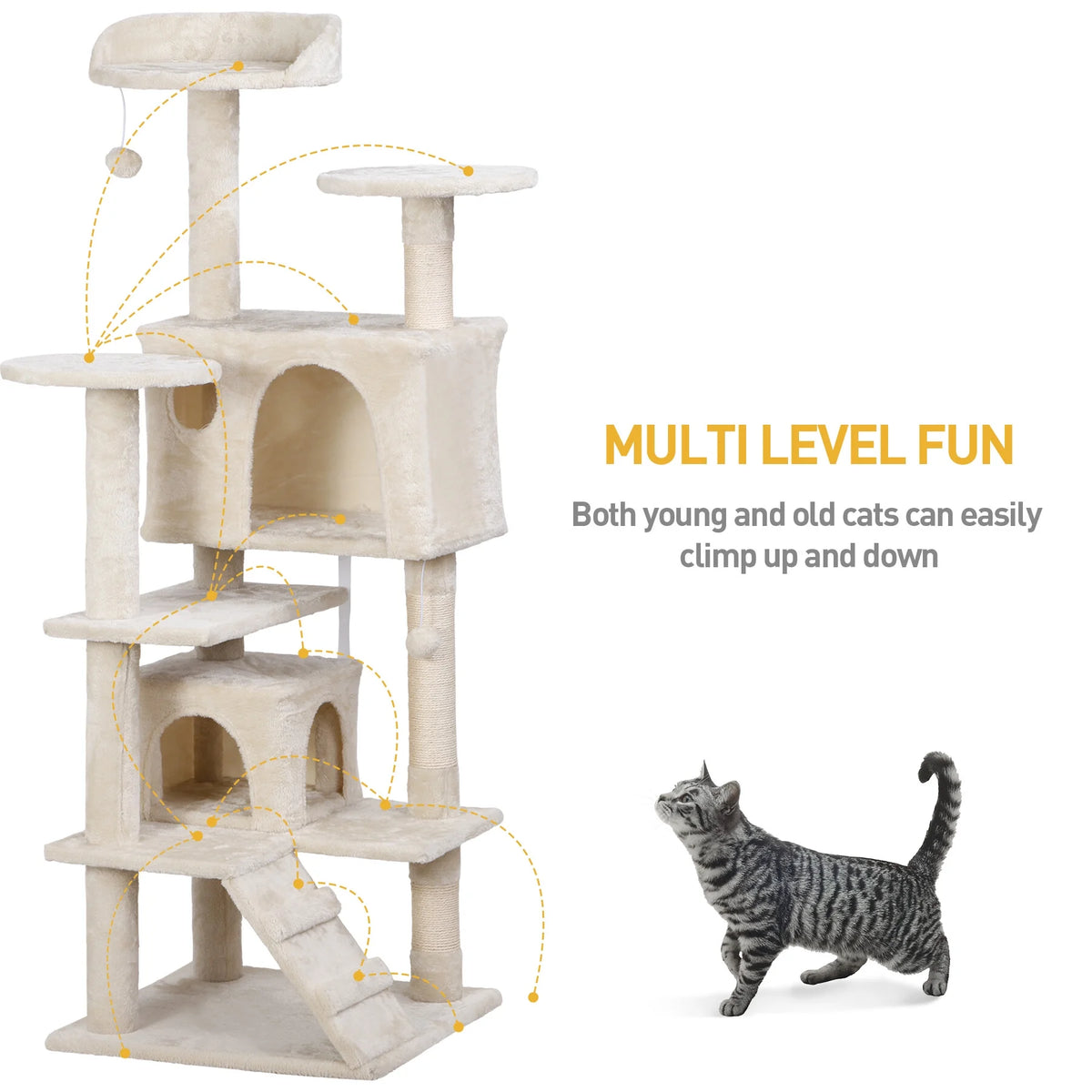 53" Cat Tree Tower with Scratching Board O304
