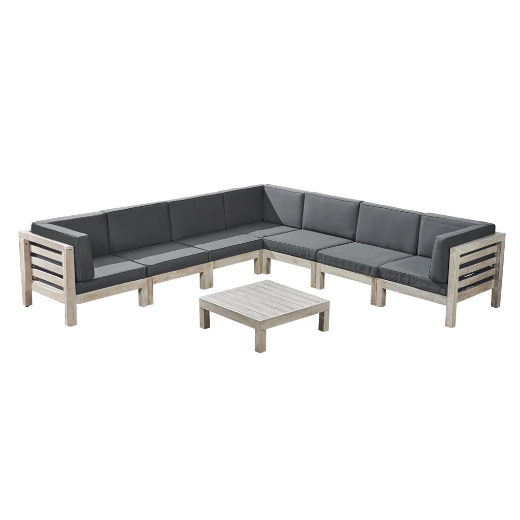 7 Seater Acacia Wood Sectional Sofa Set C3262