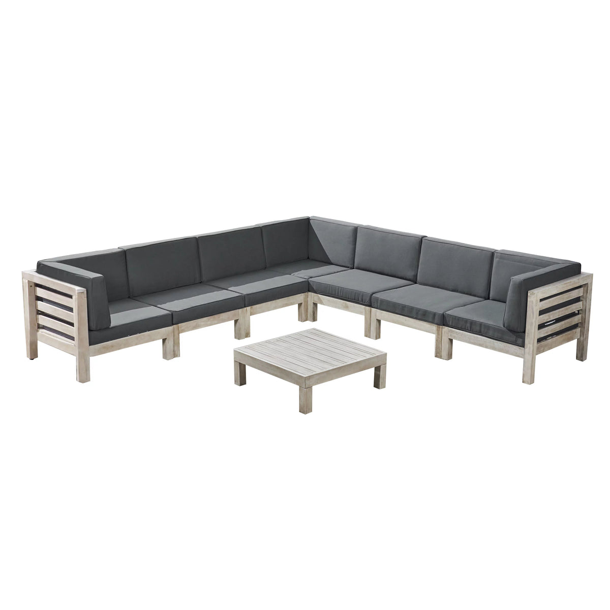 7 Seater Acacia Wood Sectional Sofa Set C3262