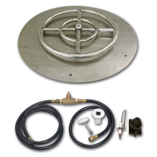 18x22 Round Stainless Steel Flat Pan with Spark Ignition Kit Propane X70477
