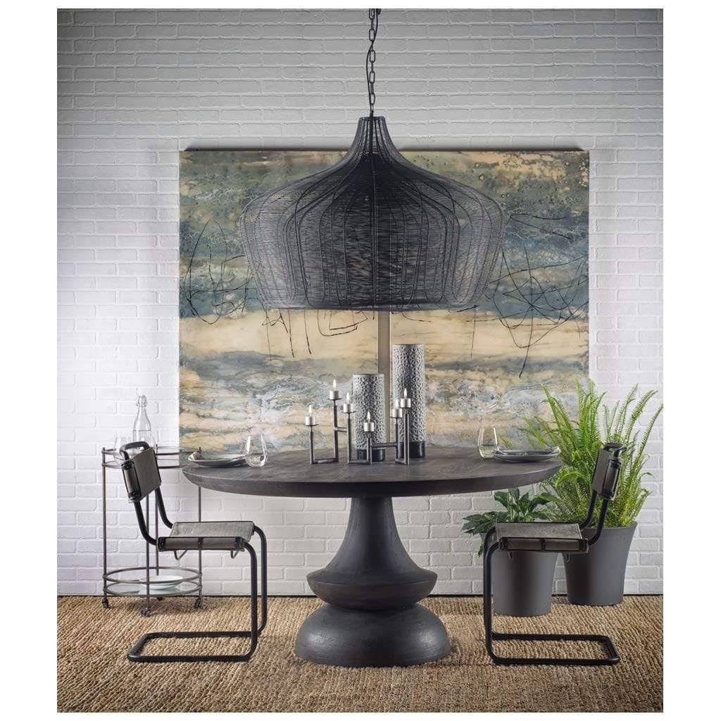 Black Metal Two-Tier Glass Shelf Bar Cart Q929879
