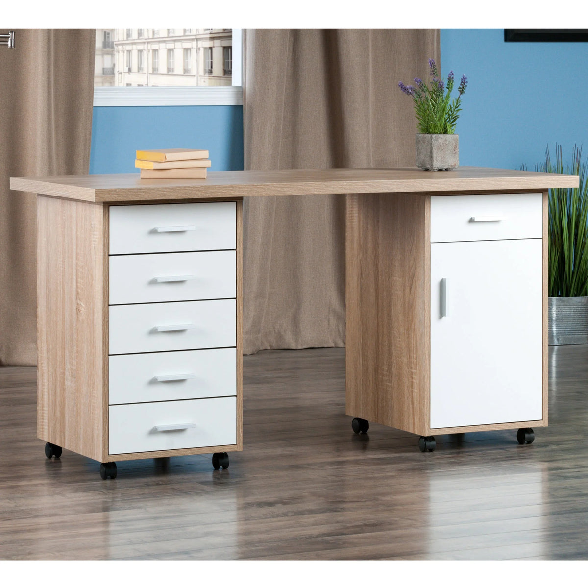 Storage Cabinet 1-Drawer Reclaimed Wood White F691