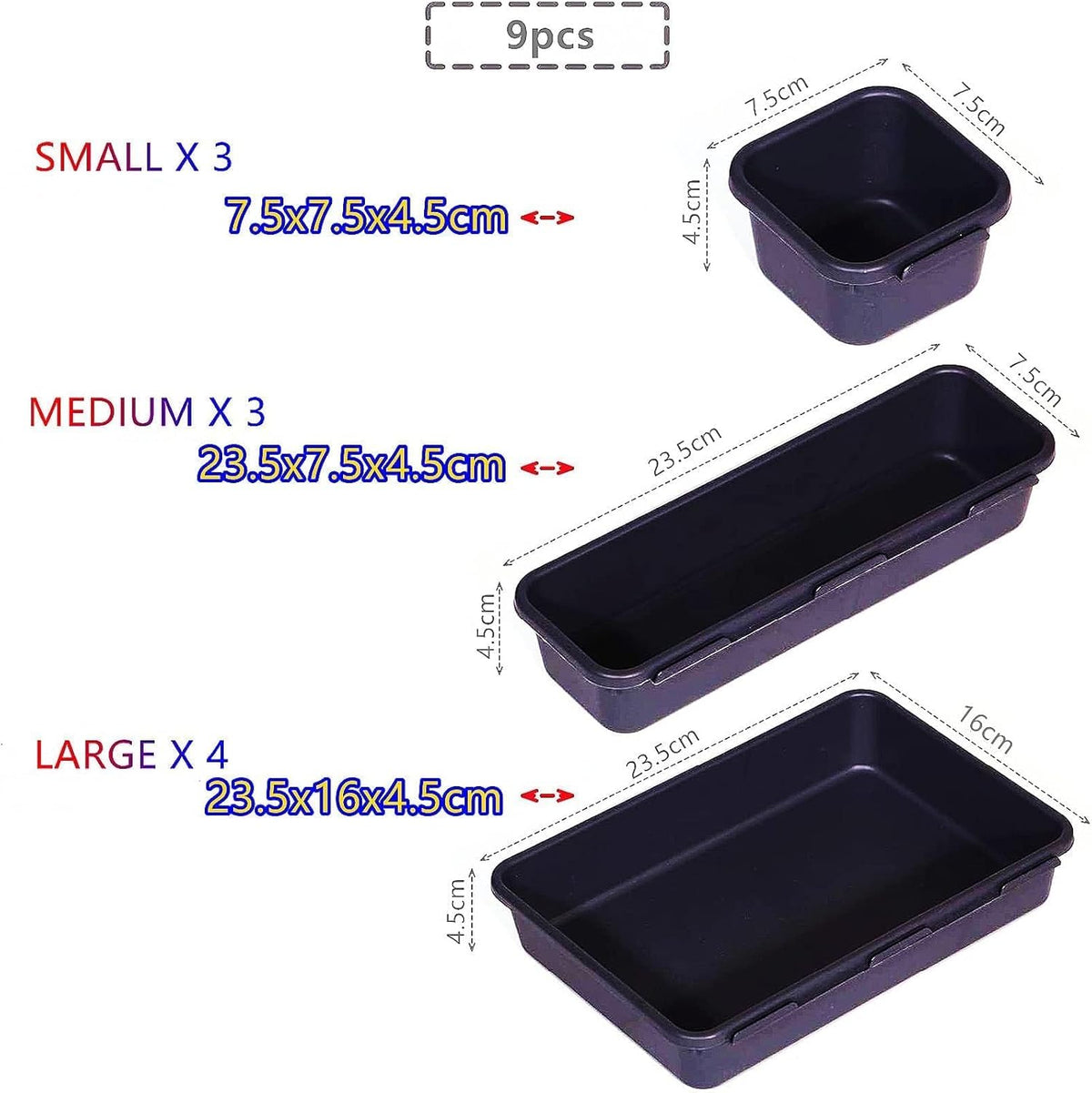 8 PCS Clear Plastic Drawer Organizer Trays T9433