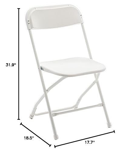 White Plastic Folding Chairs Steel Frame Set of 10 W5079