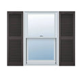 18 inchw x 50 inchh Vinyl Cathedral Top Center Mullion Open Louver Shutters with Shutter-Loks Per Pair O426