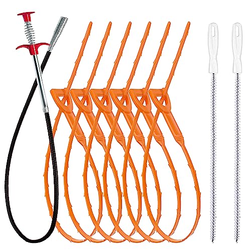 Drain Clog Remover Drain Snake Cleaning Brush 9 Pack V796