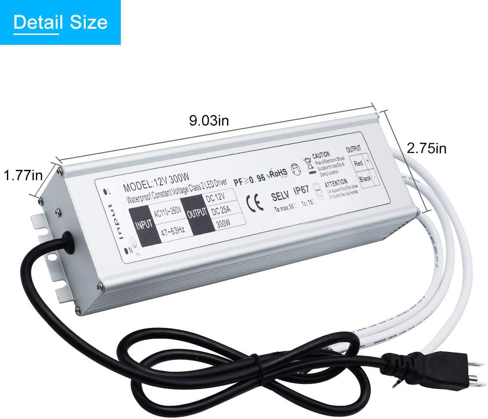 Waterproof IP67 LED Power Supply 300W 110V AC to 12V DC D494