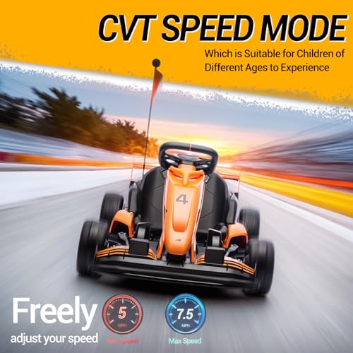 24V Kids Electric Go Kart with Dual 200W Motors, Adjustable Seat, Anti-Skid Tires, LED Lights, Orange G2507