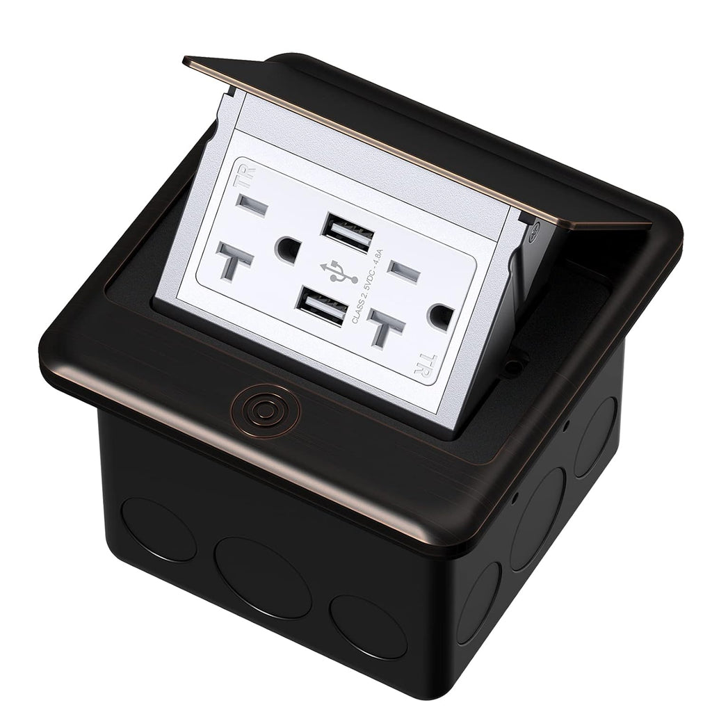 4.8A USB Pop Up Floor Waterproof Electrical Outlet Receptacle Stainless Steel Box B689532